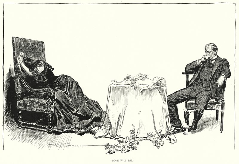 Rakkaus kuolee (litho) tekijältä Charles Dana Gibson
