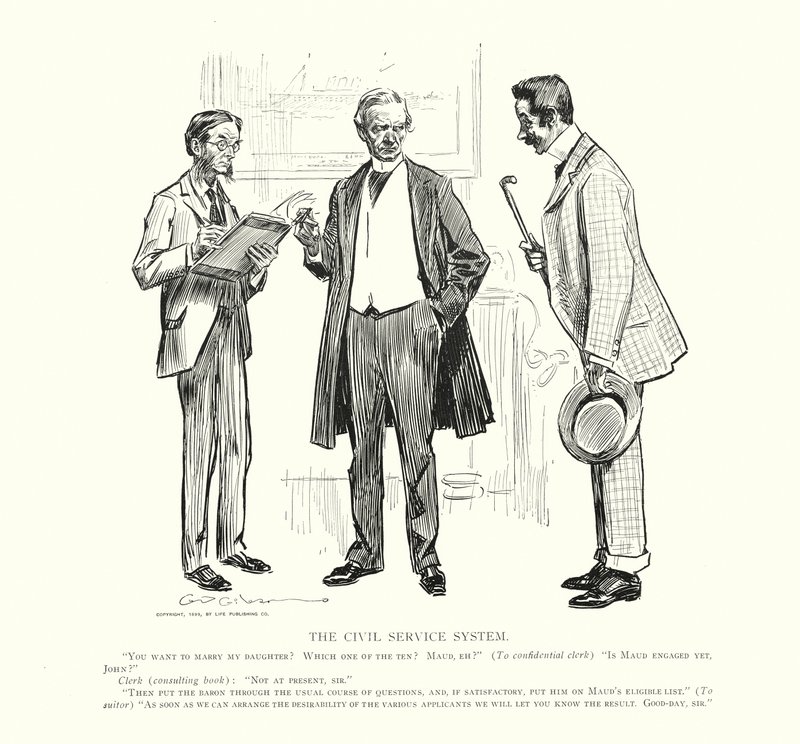 Virkamiesjärjestelmä (litografia) tekijältä Charles Dana Gibson