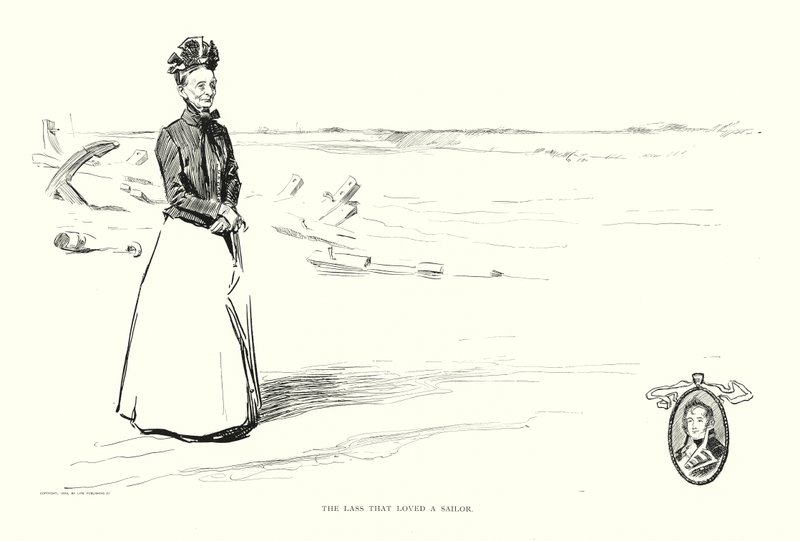 Merimiestä rakastanut tyttö (litografia) tekijältä Charles Dana Gibson