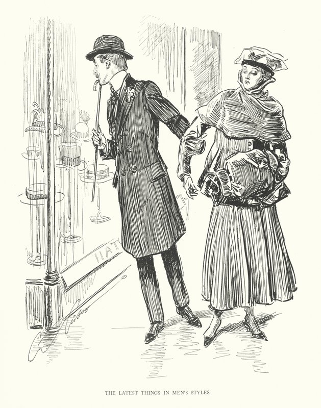 Uusimmat asiat miesten tyyleissä (litografia) tekijältä Charles Dana Gibson