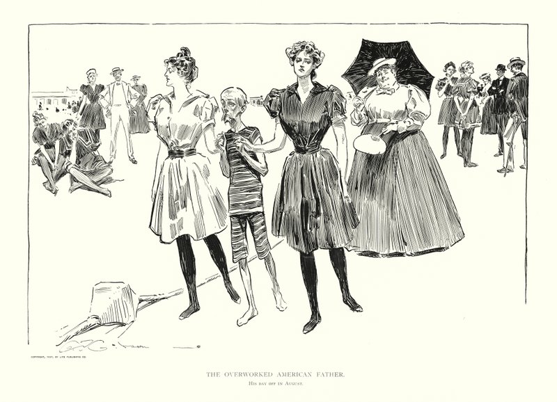 Ylityöllistetty amerikkalainen isä (litografia) tekijältä Charles Dana Gibson