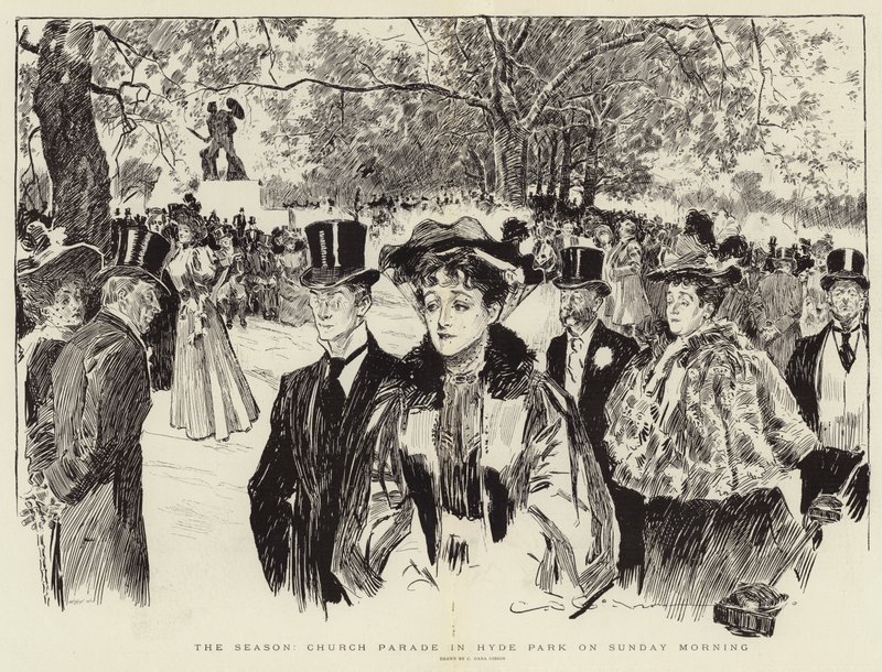 Kausi, kirkkoparaati Hyde Parkissa sunnuntaiaamuna tekijältä Charles Dana Gibson