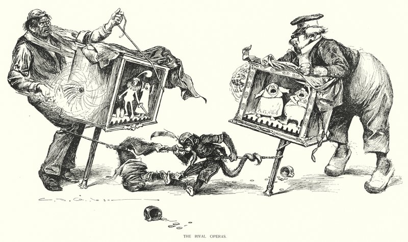 Kilpailevat oopperat (litho) tekijältä Charles Dana Gibson
