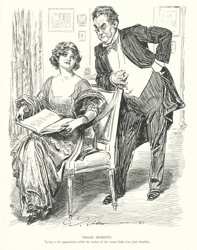 Tragic Moments, Yritä olla arvostava, kun säkeiden kirjoittaja katsoo olan yli (litografia) tekijältä Charles Dana Gibson