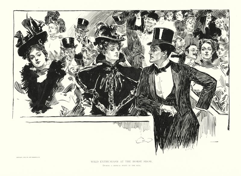 Villi innostus hevosnäyttelyssä (litografia) tekijältä Charles Dana Gibson