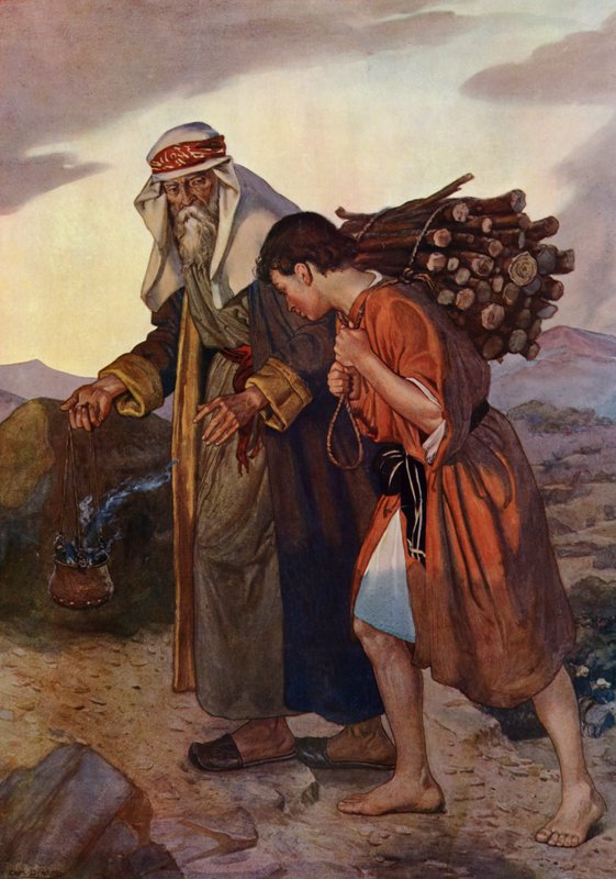 Abraham tarjoaa Iisakia (väri litho) tekijältä Charles Daniel Ward