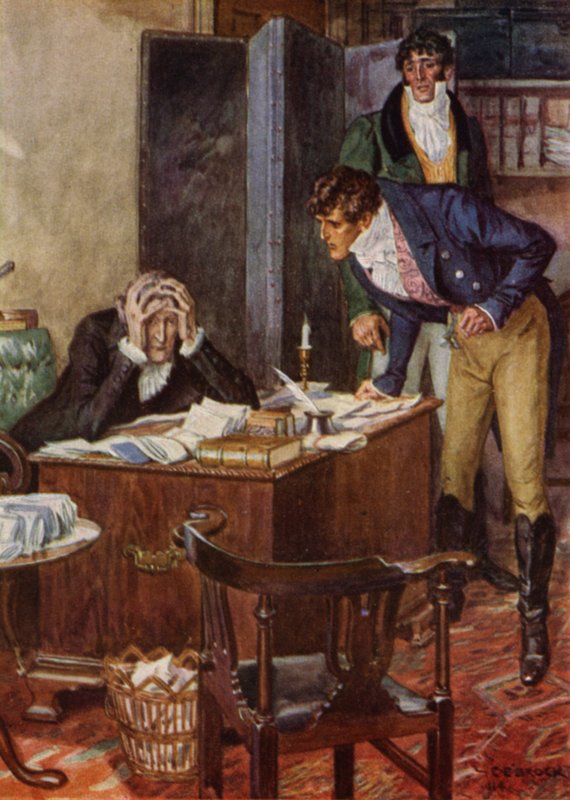 Kuvitus Jeffery Farnolin teokselle The Amateur Gentleman (värilitho) tekijältä Charles Edmund (after) Brock