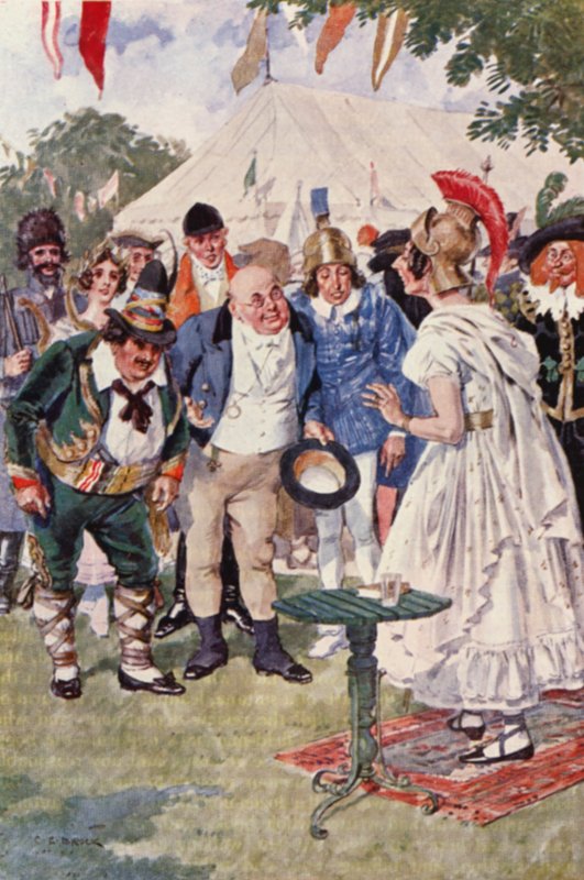Charles Dickensin The Pickwick Papers -kirjan kuvitus (värilitografia). tekijältä Charles Edmund (after) Brock