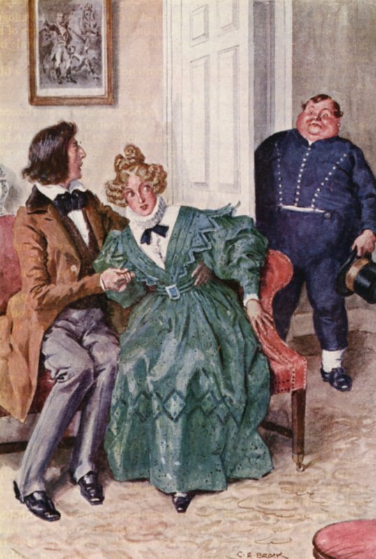 Charles Dickensin The Pickwick Papers -kirjan kuvitus (värilitografia). tekijältä Charles Edmund (after) Brock