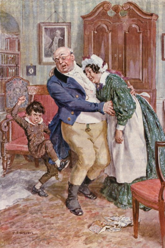 Charles Dickensin The Pickwick Papers -kirjan kuvitus (värilitografia). tekijältä Charles Edmund (after) Brock