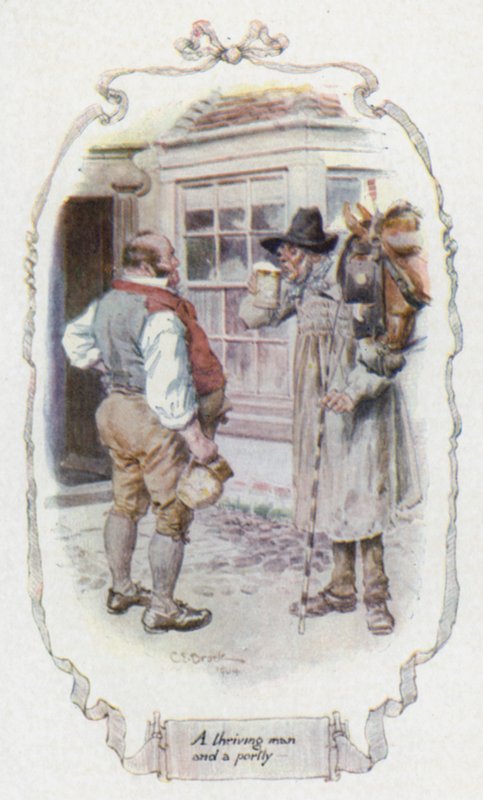 Kukoistava mies ja portti (värilitho) tekijältä Charles Edmund Brock