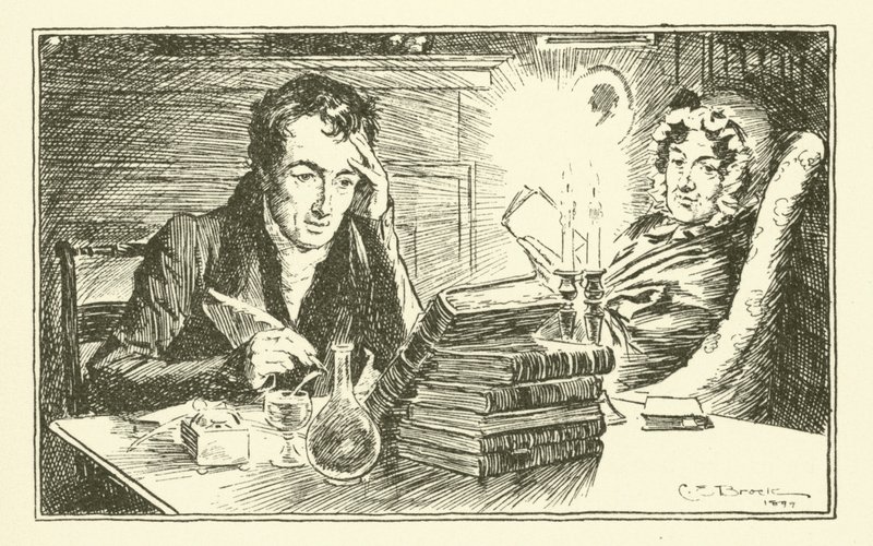 Charles Lamb sisarensa Maryn kanssa (kaiverrus) tekijältä Charles Edmund Brock
