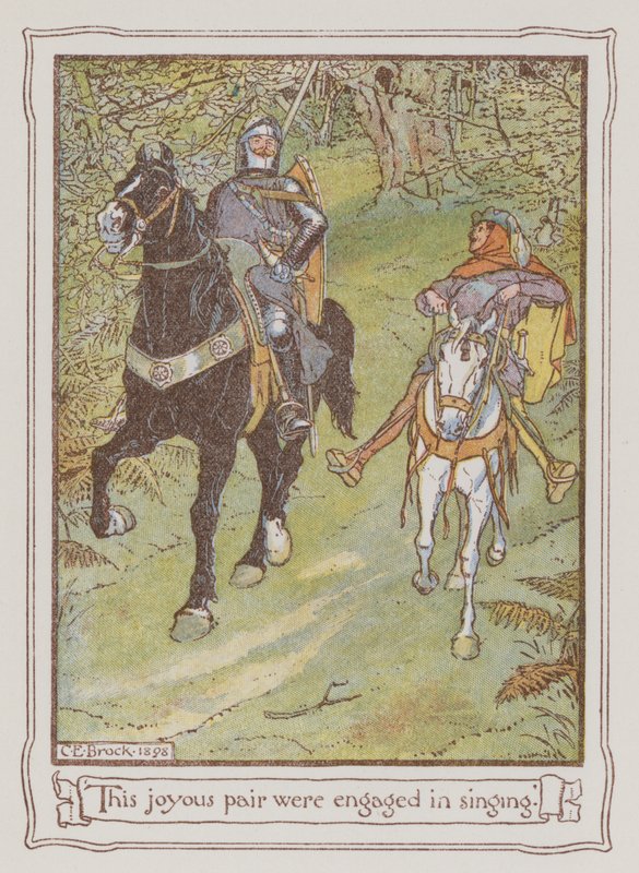 Sir Walter Scottin kuvitus Ivanhoelle (värilitho) tekijältä Charles Edmund Brock