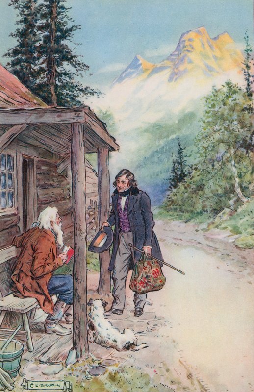 Kuvitus Nathaniel Hawthornen suurelle kivikasvolle tekijältä Charles Edmund Brock