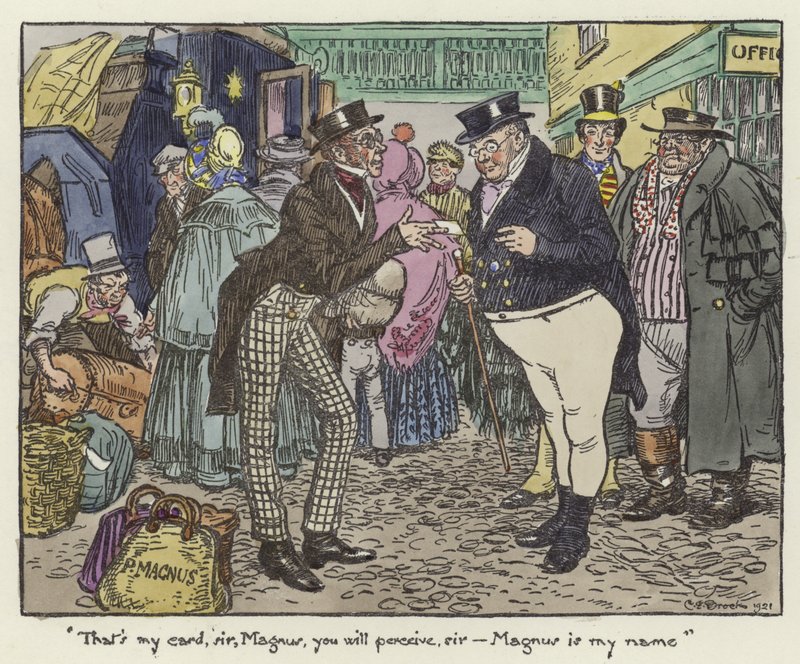 Kuvitus Pickwick Papersille tekijältä Charles Edmund Brock