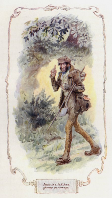 Isaac on pitkä, laiha, synkkä persoona (väri litho) tekijältä Charles Edmund Brock