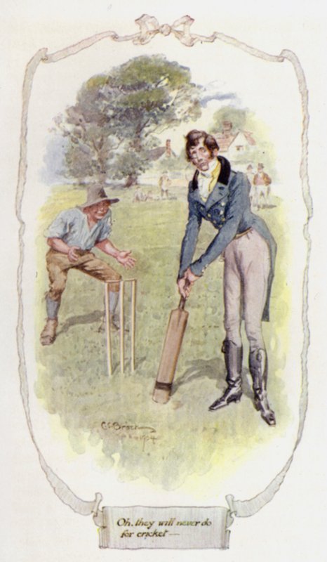 Vai niin! he eivät koskaan käy kriketille (väri litho) tekijältä Charles Edmund Brock