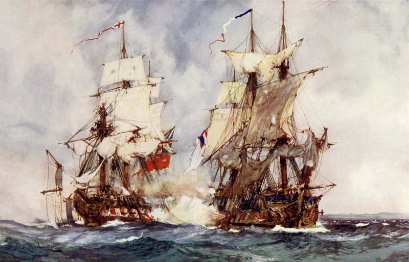 Ranskan Réunionin valloitus Crescentin toimesta, 1793. tekijältä Charles Edward Dixon
