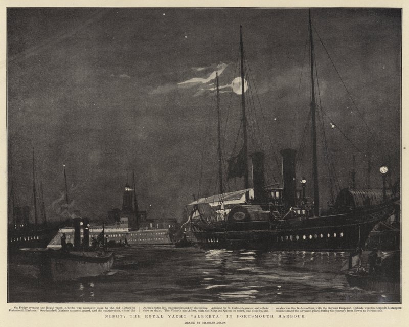Yö, Royal Yacht Alberta Portsmouthin satamassa tekijältä Charles Edward Dixon
