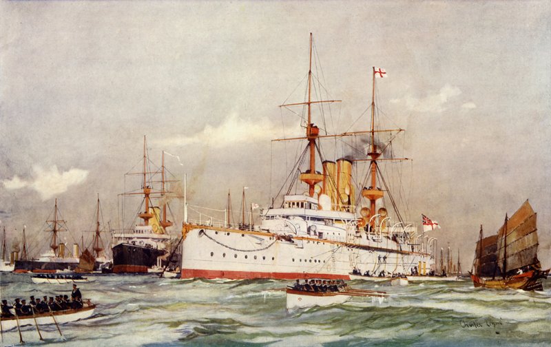 Sadanpäämies. Sir Edward Seymourin lippulaiva Kaukoidässä, 1900. tekijältä Charles Edward Dixon