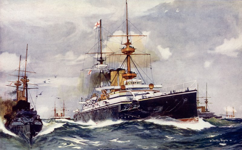 Majestic. Channel Squadronin lippulaiva, 1901 tekijältä Charles Edward Dixon