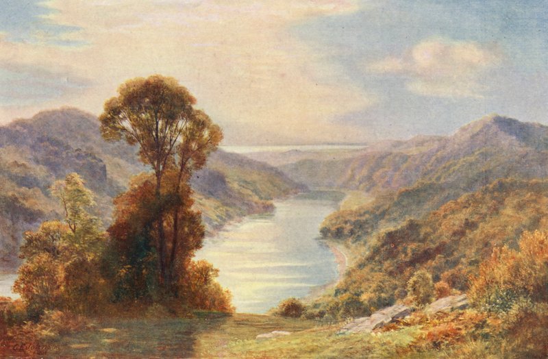 Wye lähellä Severn-joen yhtymäkohtaa (värilitografia) tekijältä Charles Edward Johnson