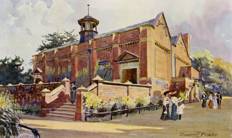 Lontoon eläintarha: Ape House (väri litho) tekijältä Charles Edwin Flower