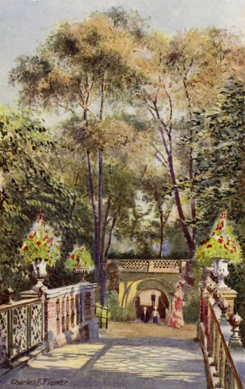 Lontoon eläintarha: Tunneli, Canal Bridgestä (väri litho) tekijältä Charles Edwin Flower
