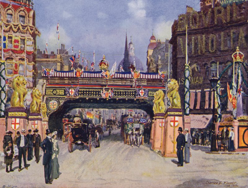 Ludgate Sirkus kesäkuussa 1902 tekijältä Charles Edwin Flower