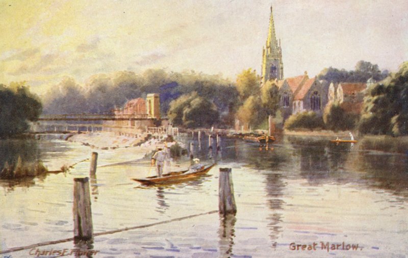 Thames-joki: Great Marlow (värilitro) tekijältä Charles Edwin Flower