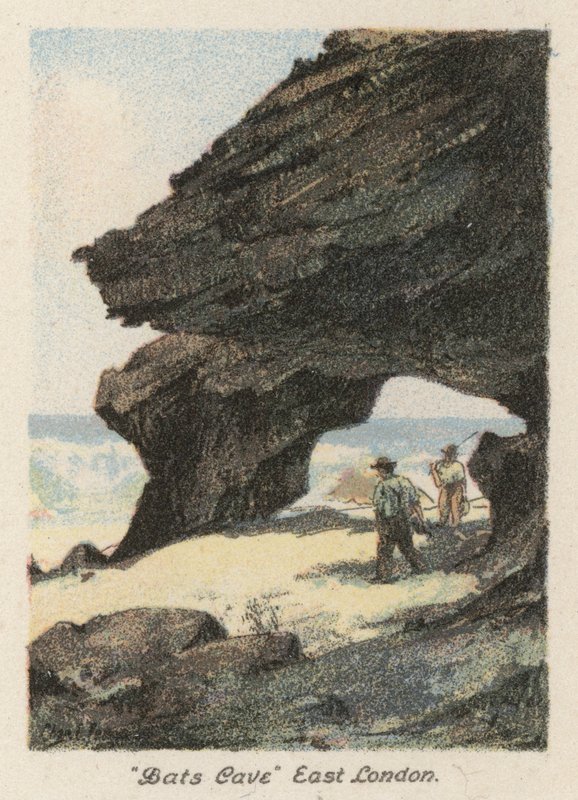 Etelä-Afrikka: "Lepakoiden luola", Itä-Lontoo (värilitografia). tekijältä Charles Ernest Peers