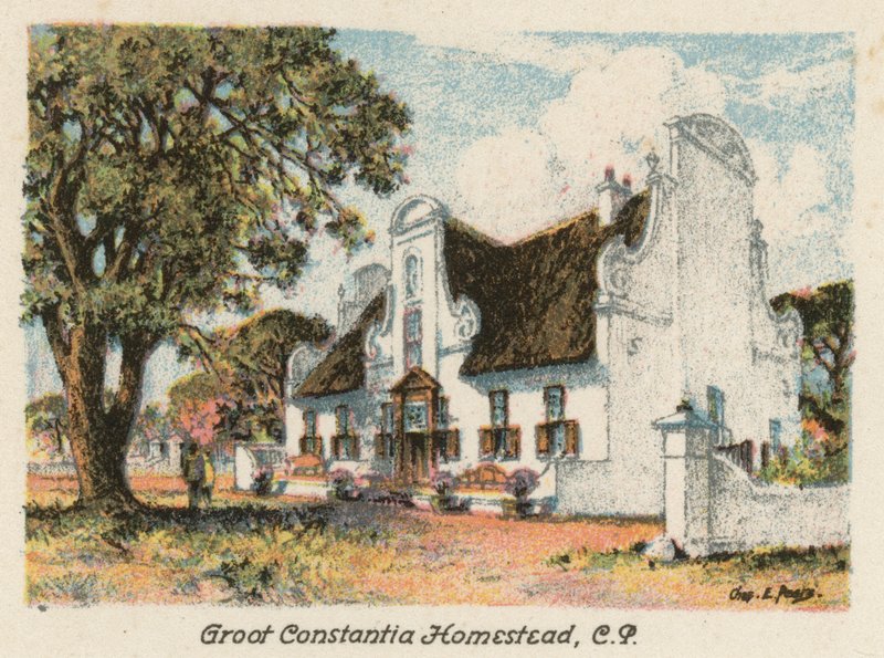 Etelä-Afrikka: Groot Constantia Homestead, CP (värilitro). tekijältä Charles Ernest Peers
