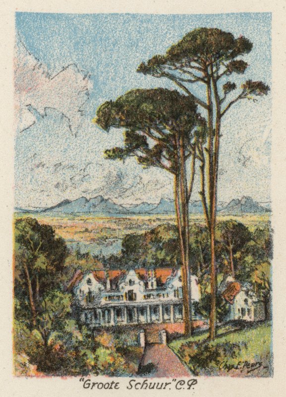 Etelä-Afrikka: "Groote Schuur", CP (värilitografia). tekijältä Charles Ernest Peers