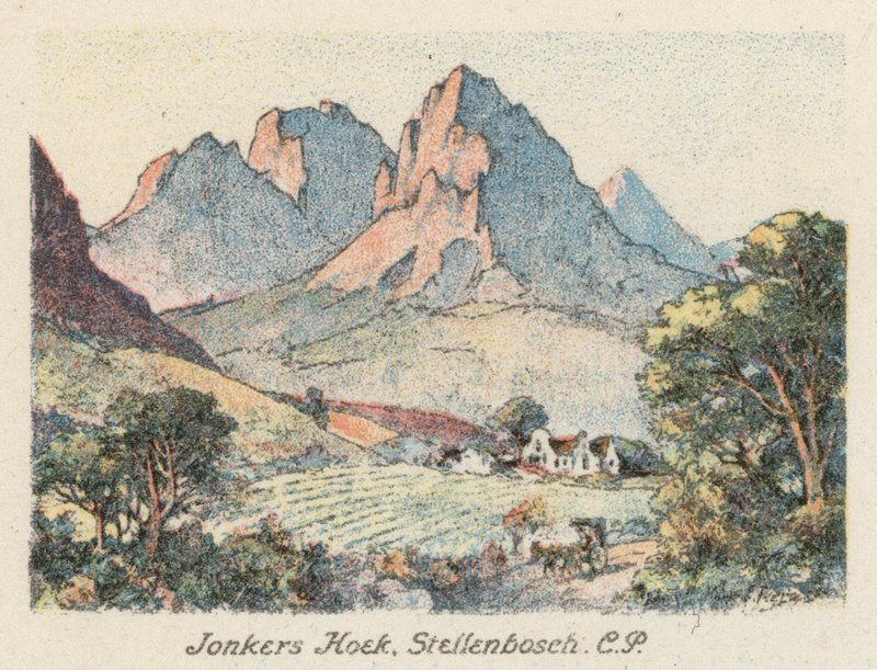 Etelä-Afrikka: Jonkers Hoek, Stellenbosch, CP (värilitografia). tekijältä Charles Ernest Peers