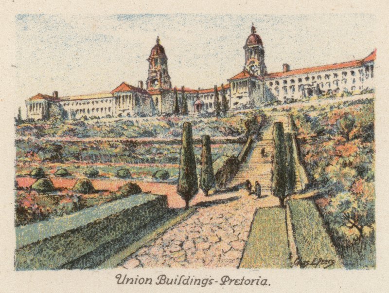 Etelä-Afrikka: Union Buildings, Pretoria (värilitografia). tekijältä Charles Ernest Peers