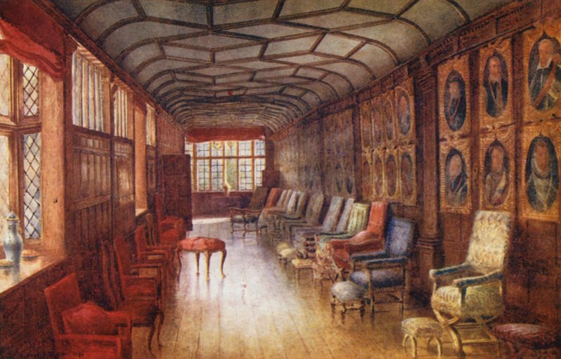 Knole House: Brown Gallery (värilitografia) tekijältä Charles Essenhigh Corke