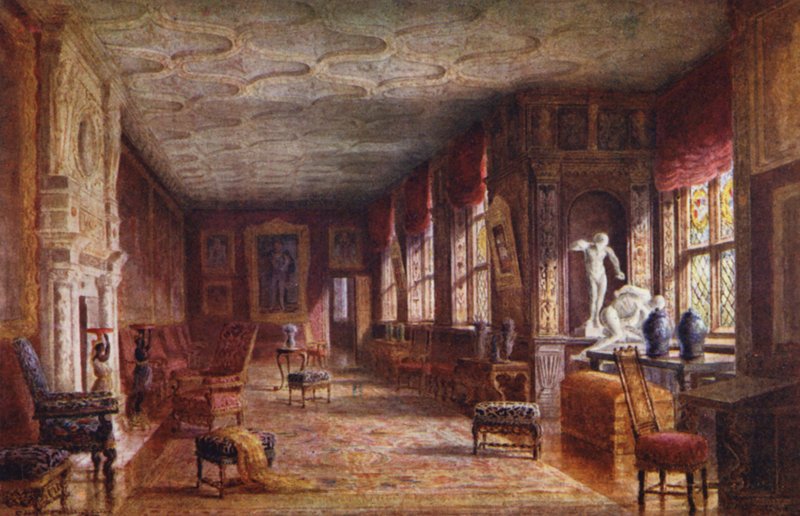Knole House: Cartoon Gallery (värilitografia) tekijältä Charles Essenhigh Corke