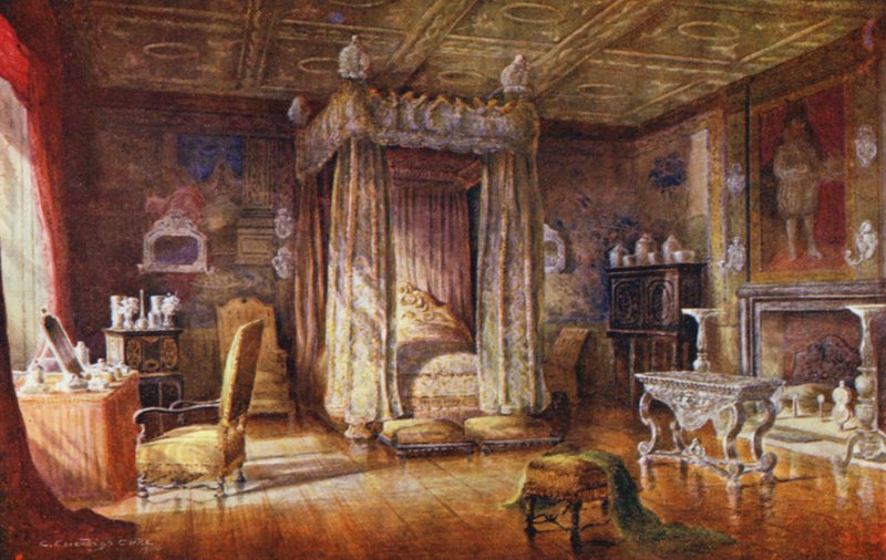 Knole House: James I:n makuuhuone (värilitro). tekijältä Charles Essenhigh Corke