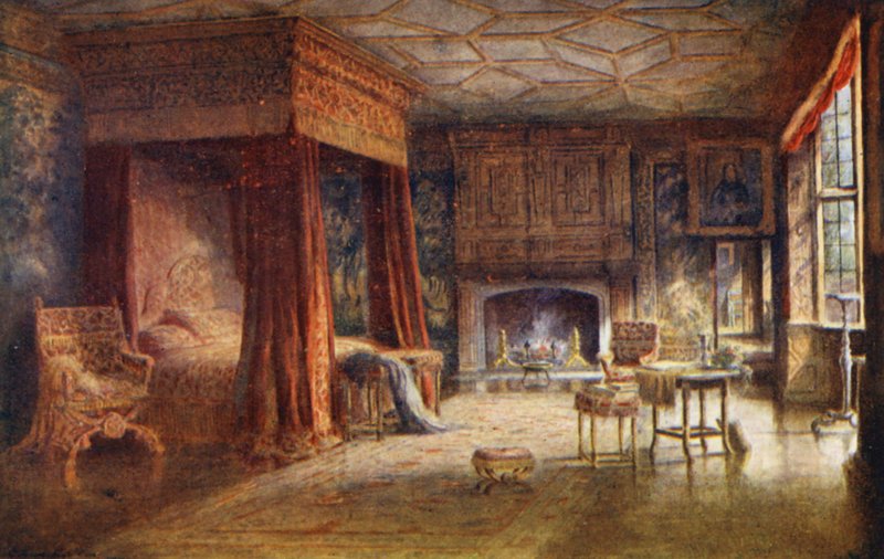Knole House: Spangled Bedroom (värilitografia): Spangled Bedroom (värilitografia) tekijältä Charles Essenhigh Corke