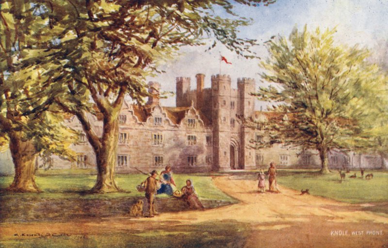 Knole House: West Front (värilitografia) tekijältä Charles Essenhigh Corke