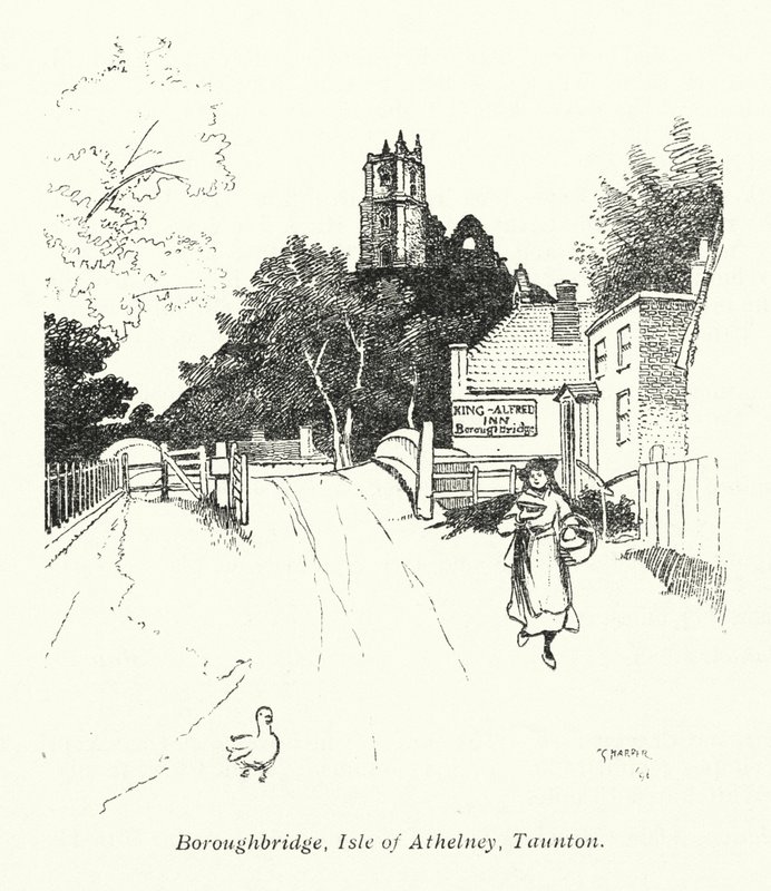 Boroughbridge, Isle of Athelney, Taunton (litografia) tekijältä Charles George Harper