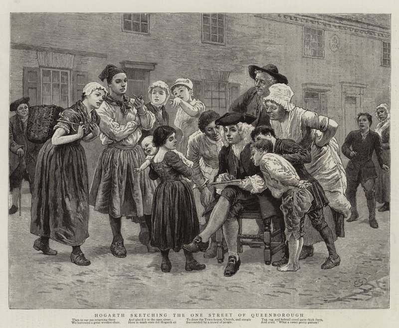 Hogarth luonnostelee Queenboroughin yhtä Streetiä tekijältä Charles Green