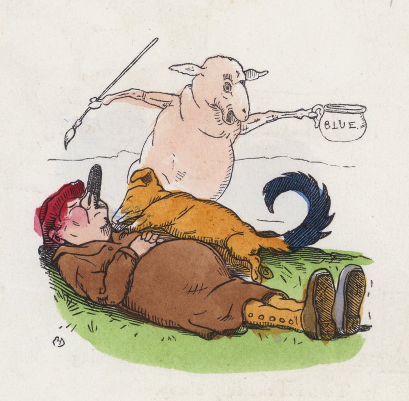 Laiska paimen (värillinen kaiverrus) tekijältä Charles Henry (after) Bennett