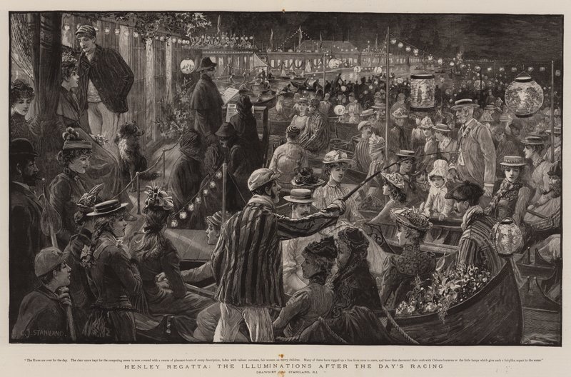Henley Regatta, valaistus päivän kilpailun jälkeen tekijältä Charles J. Staniland