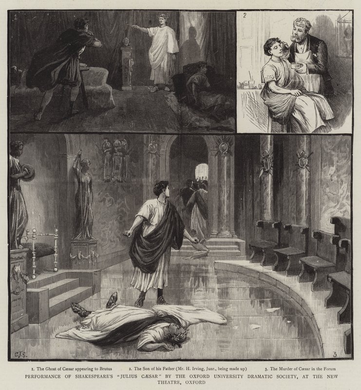 Shakespearen Julius Caesarin esitys Oxfordin yliopiston draamaseurassa New Theatressa, Oxfordissa tekijältä Charles J. Staniland