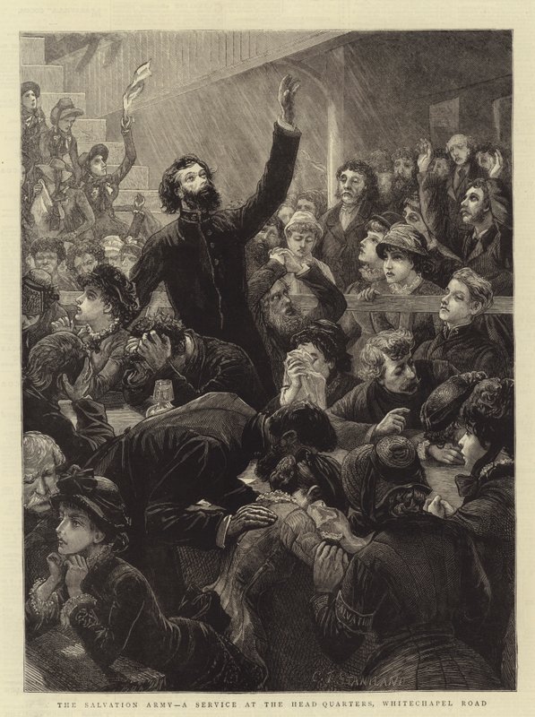 Pelastusarmeija, palvelu päämajassa, Whitechapel Roadilla tekijältä Charles J. Staniland