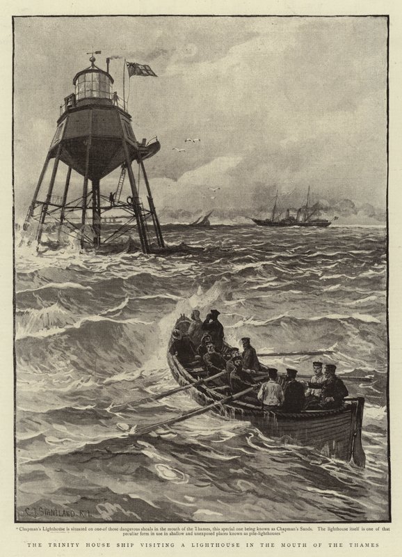 Trinity House -laiva vierailee majakassa Thamesin suulla tekijältä Charles J. Staniland