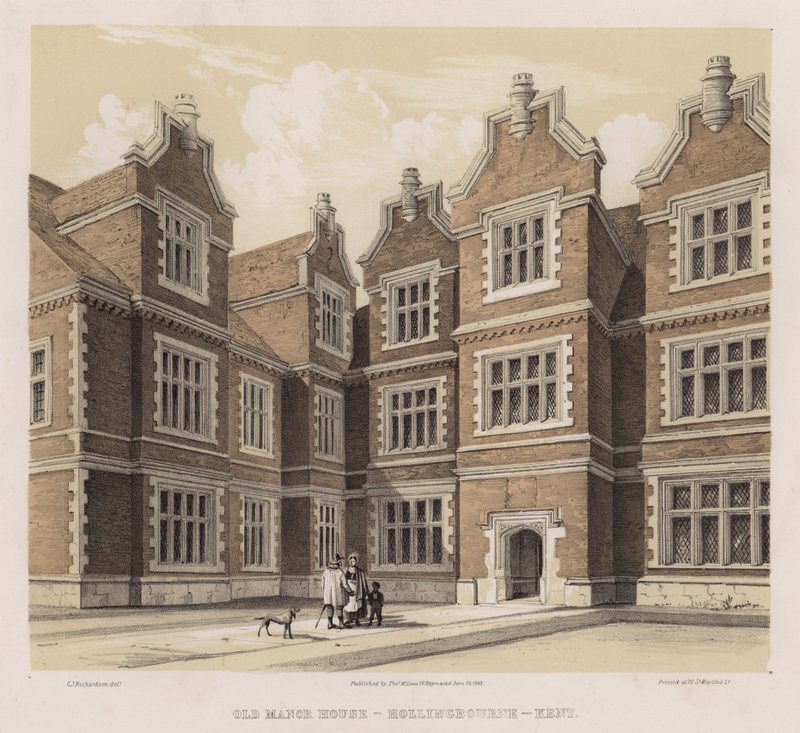 Vanha kartano, Hollingbourne, Kent (väri litho) tekijältä Charles James Richardson