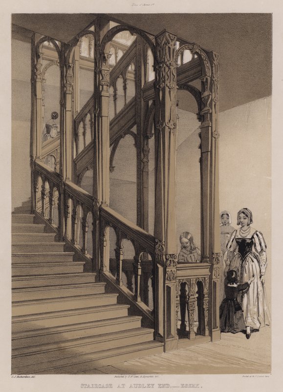 Portaikko Audley Endissä, Essex (väri litho) tekijältä Charles James Richardson