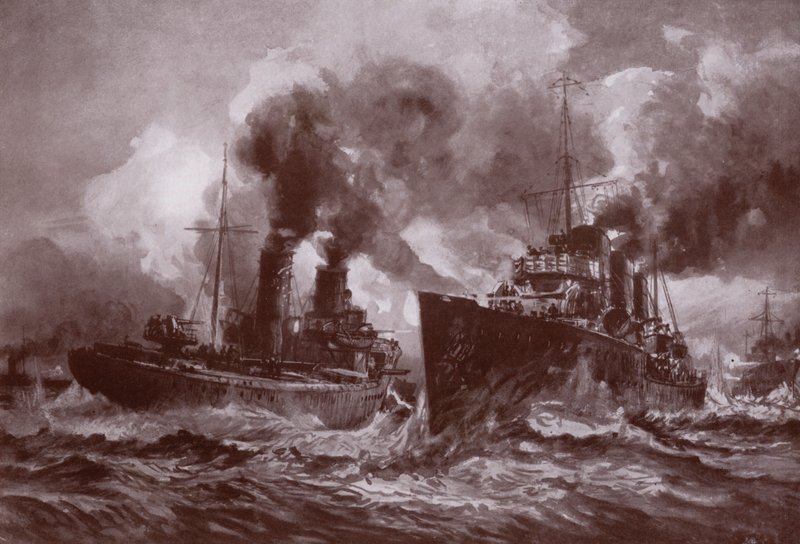 Taistelu tuhoajan kanssa (litho) tekijältä Charles John de (after) Lacy